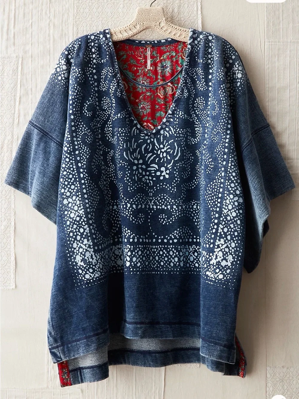 Free People Indigo Heavyweight Poncho Size Small
